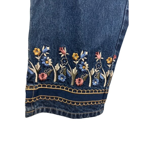 Vintage Lizwear Womens Embroidered Denim Jeans Embellished Floral Design Size 8 - Picture 5 of 8